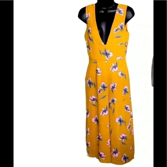 Dee Elly Mustard Yellow Floral Jumpsuit Size S - Picture 1 of 5